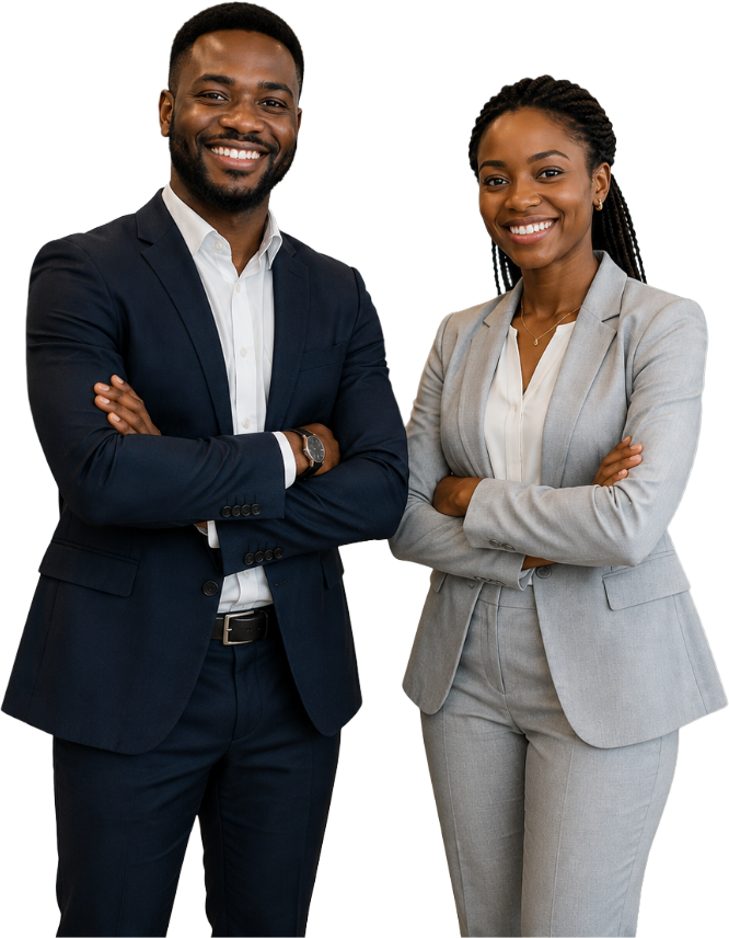 Two confident technology consultants